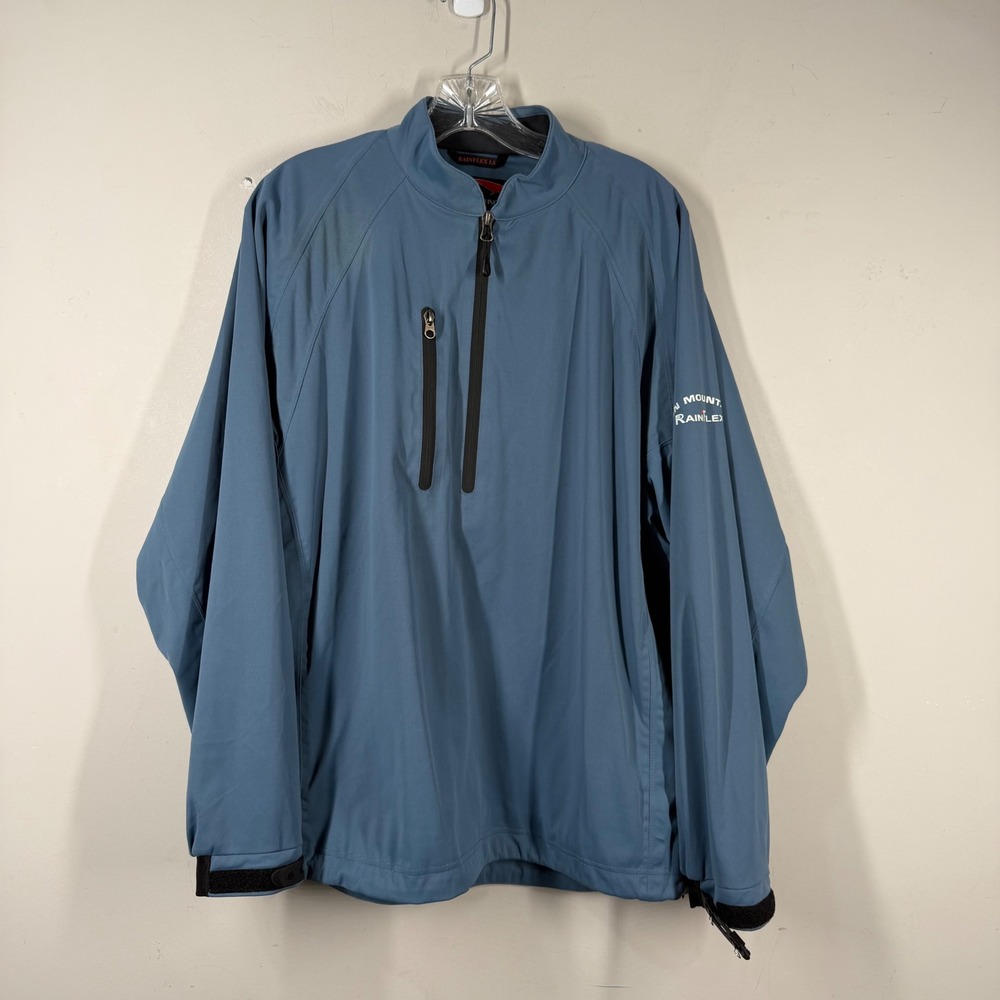 Sun Mountain RainFlex LS Mens Blue 1/4 Zip Golf Waterproof Rain Jacket Sz L